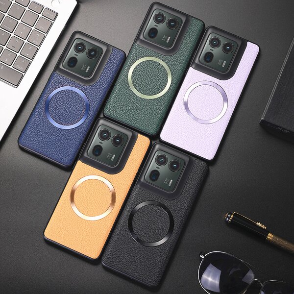 Phone Case Manufacturer - OEM/ODM Litchi Leather Skin TPU Frame for Moto