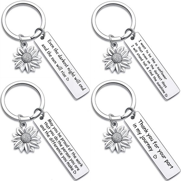 Keychain Manufacturer - OEM Customize Letters Sunflower Stainless Steel