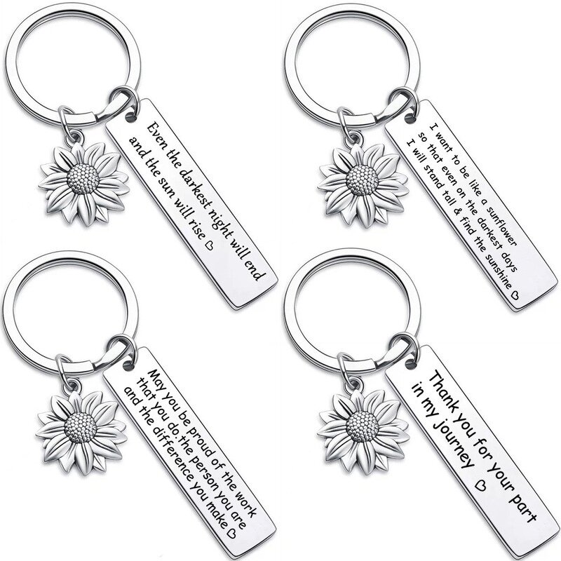 Keychain Manufacturer - OEM Customize Letters Sunflower Stainless Steel
