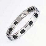 Magnetic Men Bracelet Manufacturer - Fashion Heartbeat Design Leather Punk Rock