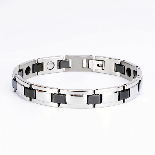 Magnetic Men Bracelet Manufacturer - Fashion Heartbeat Design Leather Punk Rock