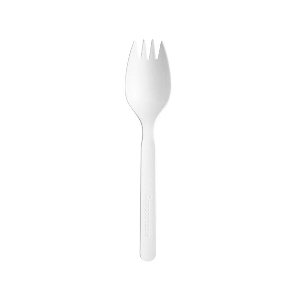 CPLA Degradable Spork Factory - 6IN Individual Wrapped with Custom Packaging Free Samples