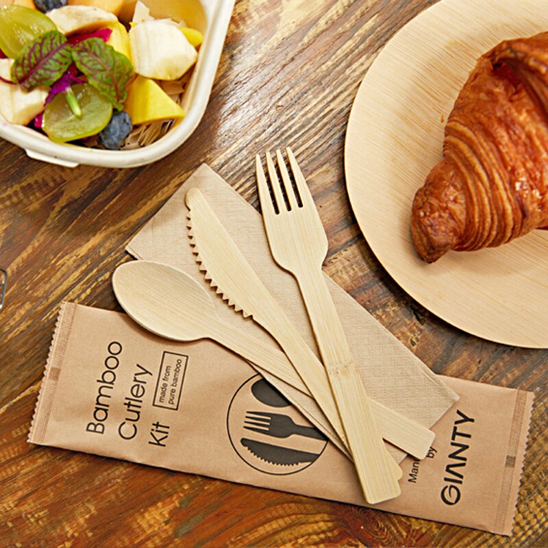 Bamboo Disposable Cutlery Sets Factory - Natural Pack Travel Set with Napkin