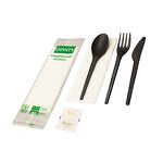 CPLA Cutlery Set Manufacturer - Airline Edible 6.5" with Napkin Pepper Salt Sugar