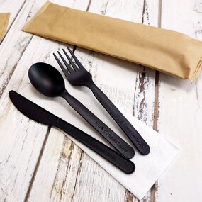CPLA Tableware Factory - 6" High Temperature Eco-Friendly Spoon Fork Knife Kit
