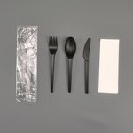 CPLA Cutlery Set Manufacturer - Airline Edible 6.5" with Napkin Pepper Salt Sugar