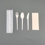 CPLA Cutlery Set Manufacturer - Airline Edible 6.5" with Napkin Pepper Salt Sugar