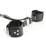 Hot Leather Sex Handcuffs Adult Neck to Wrist Restraints Kit Behind Handcuffs  Bondage Bdsm