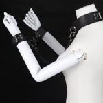 Hot Leather Sex Handcuffs Adult Neck to Wrist Restraints Kit Behind Handcuffs  Bondage Bdsm