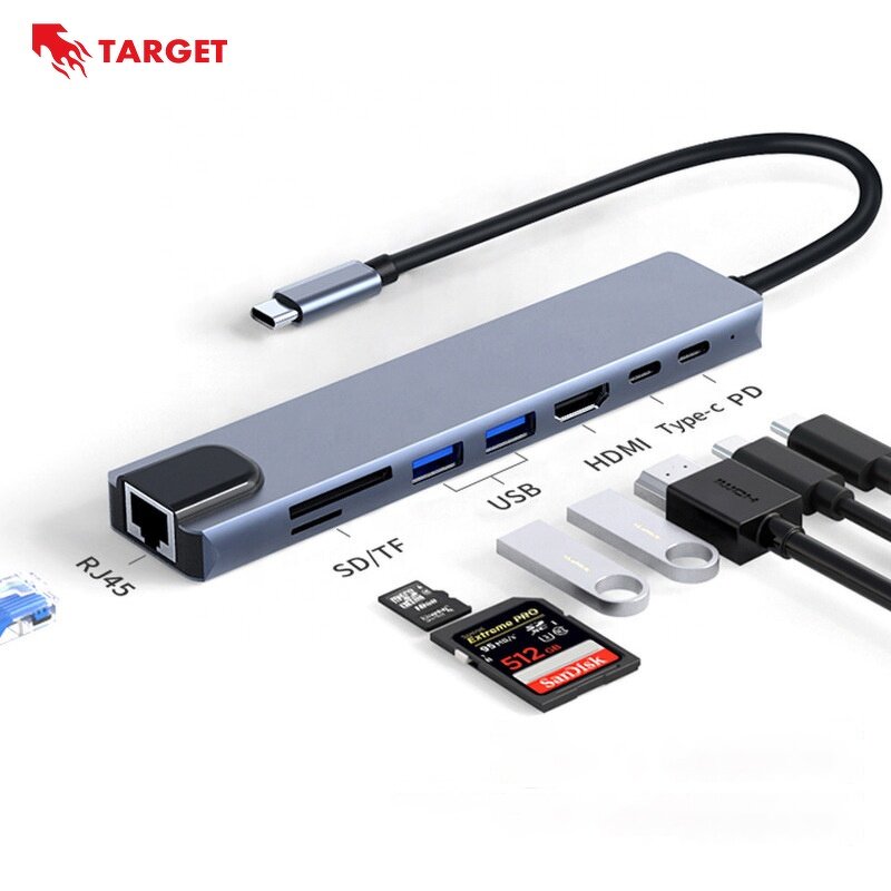 USB C Hub Manufacturer - 8in1 Thunderbolt 3 Docking Station for Macbook iPad