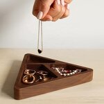 Ring Holder Dish Manufacturer - OEM Custom Walnut Wood Triangle Desk Organizer