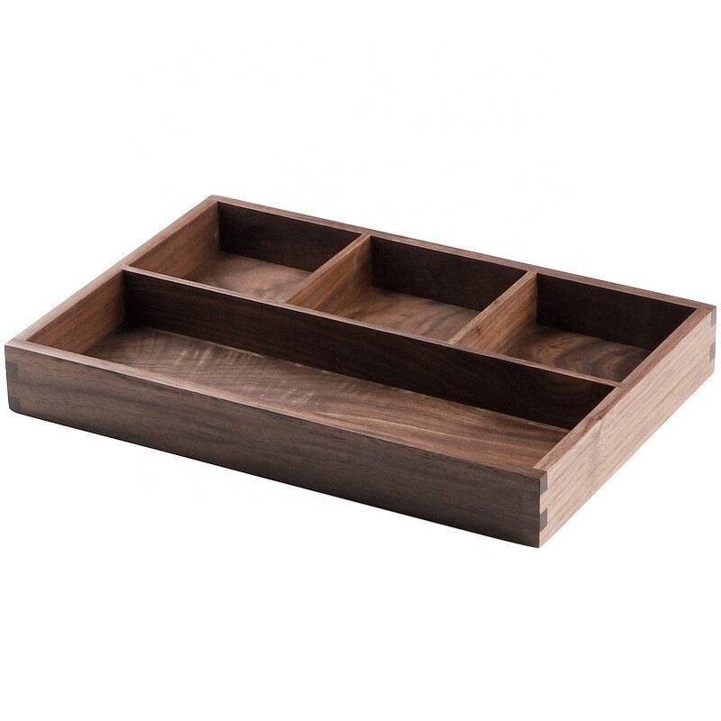 Desktop Organizer Tray Manufacturer - OEM Custom Premium Black Walnut Wood