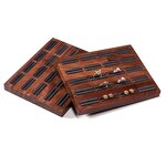 Ring Display Tray Manufacturer - OEM Custom 20 Slots Rectangle Dark Walnut