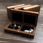 Engagement Ring Box Manufacturer - OEM Custom Rectangle Black Walnut Wood