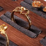 Ring Display Tray Manufacturer - OEM Custom 20 Slots Rectangle Dark Walnut