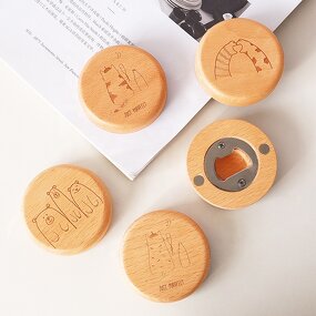 Wood Bottle Opener Manufacturer - OEM Custom Personalized Magnet Round Beer