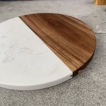 Cutting Board Manufacturer - OEM Custom 25cm Round Marble Acacia Wood Chess