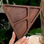 Ring Holder Dish Manufacturer - OEM Custom Walnut Wood Triangle Desk Organizer