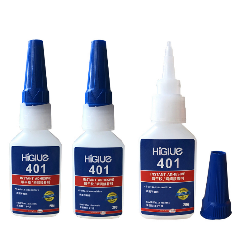 Cyanoacrylate Adhesive Supplier - 20g to 1000g HiGlue 401 for Wood Rubber Plastic Metal Ceramic