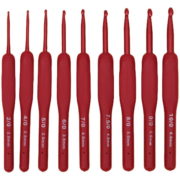 Crochet Hooks Manufacturer - OEM Custom Red Aluminum with Tpr Silicone Handle