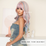 千禧年女性全头日本洛丽塔假发长卷大波浪卷曲小帽尺寸流行的巴黎彩绘彩虹长发