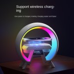 大G RGB LED无线扬声器5W输出手机无线充电时钟夜灯多功能音频电池显示器