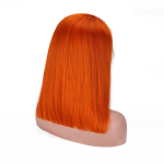 13X4 European and American Style Short Bob Wig 40-inch Remy Hair with Transparent Lace Orange Lace Front Cap Small Size
