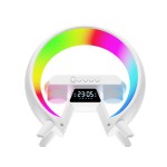 大G RGB LED无线扬声器5W输出手机无线充电时钟夜灯多功能音频电池显示器