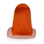 13X4 European and American Style Short Bob Wig 40-inch Remy Hair with Transparent Lace Orange Lace Front Cap Small Size