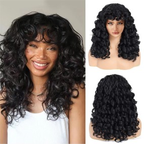 European American Small Kinky Curls Women's High-Temperature Silk Rose Net Wigs New Foreign Trade Product African Headgear