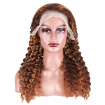 DEEP Curl Remy Hair Wig Front Lace Full Head Wig HD Transparent Lace Kinky Texture Straight Style Model Highlight Wigs 4x4
