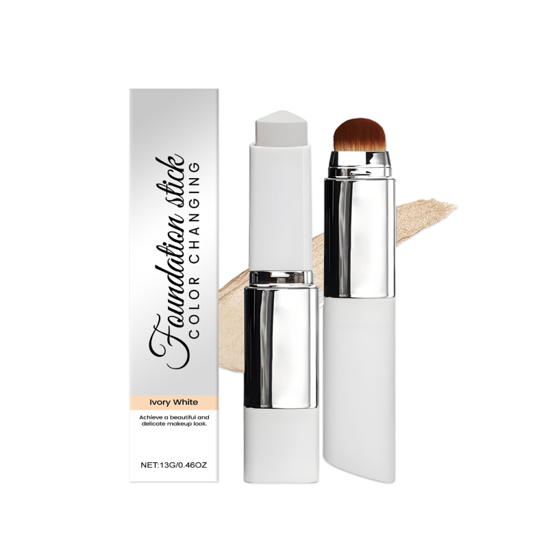 2-in-1 Cream Foundation Stick Color-Changing Mineral Makeup Lightweight Natural Fit for Oily & Dry Skin Matte Clear Coverage
