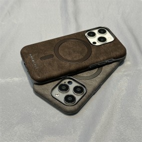 All-Inclusive 16promax Suede Electroplated Leather Case for iPhone15 Business Men's Cover for Apple Mobile Phones