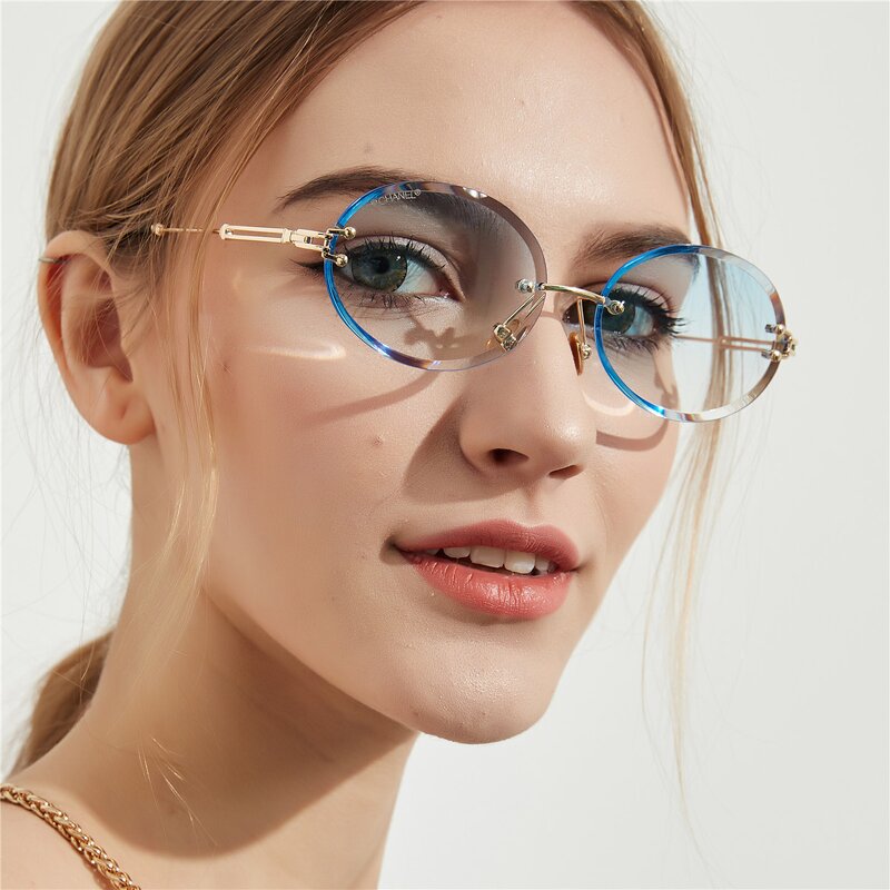 Rimless Sunglasses Manufacturer - OEM Custom High End Oval Women 2020 Vintage