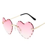 Rimless Sunglasses Manufacturer - OEM Custom Women 2021 Gradient Red Heart