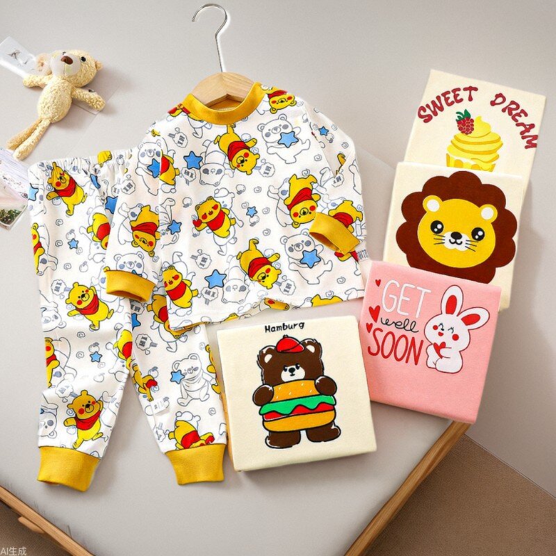 Kids Pajamas Set Manufacturer - OEM 100% Cotton Cartoon Printed 2pcs