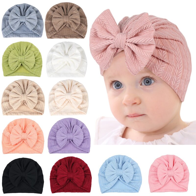 Baby Hat Manufacturer - Wholesale Fashion Solid Color Wheat-striped Bow