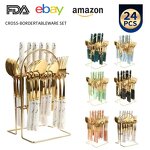 Flatware Set Supplier - Marble Pattern 24 PCS Stainless Steel