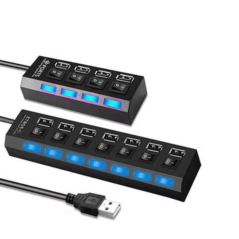 USB Hub Supplier - 4/7 Ports USB 2.0 Adapter with LED Switch