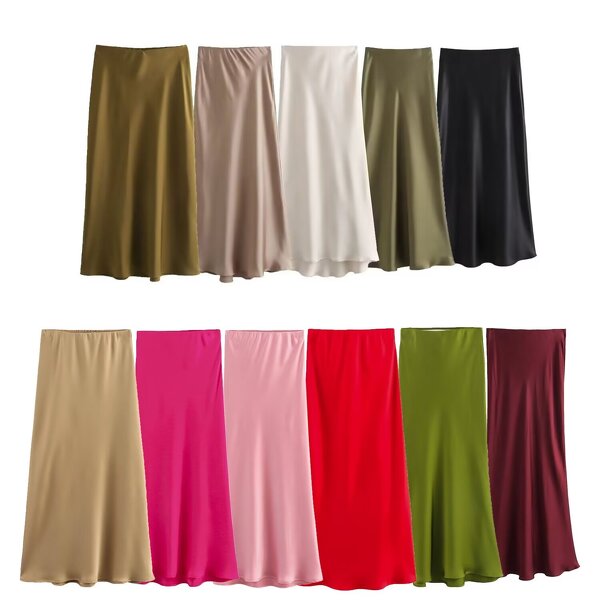 Midi Skirt Manufacturer - OEM Custom PB&ZA Women 2023 Spring Silky Texture