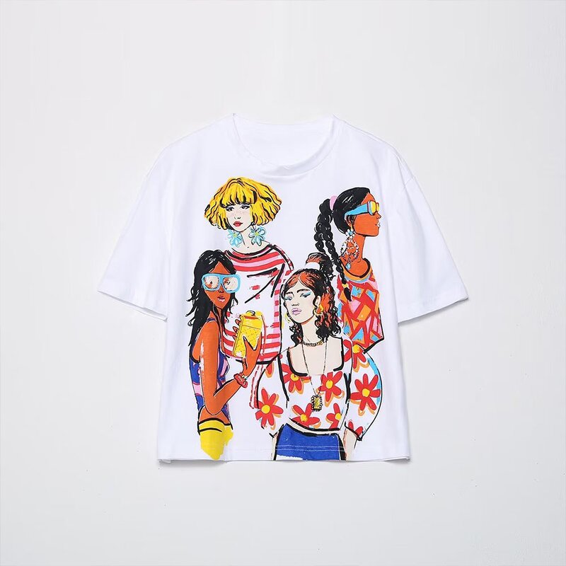 Women's T Shirt Manufacturer - OEM Custom PB&ZA Summer Printing Short