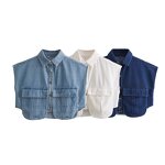 Denim Waistcoat Manufacturer - OEM Custom PB&ZA Women 2023 Autumn 3 Color