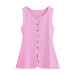 Tank Tops Manufacturer - OEM Custom PB&ZA Women 2025 Gold Buttons Decorated