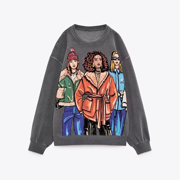 Sweatshirts Manufacturer - OEM Custom PB&ZA Women 2025 Autumn Girl Print