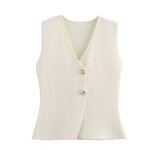 Knitted Vest Manufacturer - OEM Custom PB&ZA Women 2025 New Gold Button