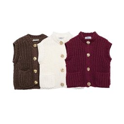 Knitting Vest Manufacturer - OEM Custom PB&ZA Women 2024 Autumn Coarse