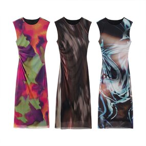 Dress Manufacturer - OEM Custom PB&ZA Women 2022 Autumn Printed Silk Mesh