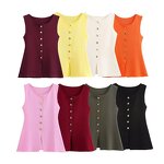 Tank Tops Manufacturer - OEM Custom PB&ZA Women 2025 Gold Buttons Decorated