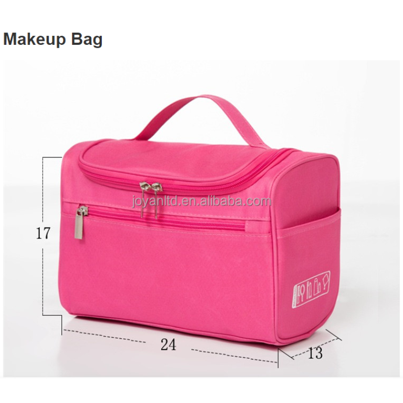 Portable Dark Pink Girls Makeup Bag with Big Content Tools Easy Travel Companion