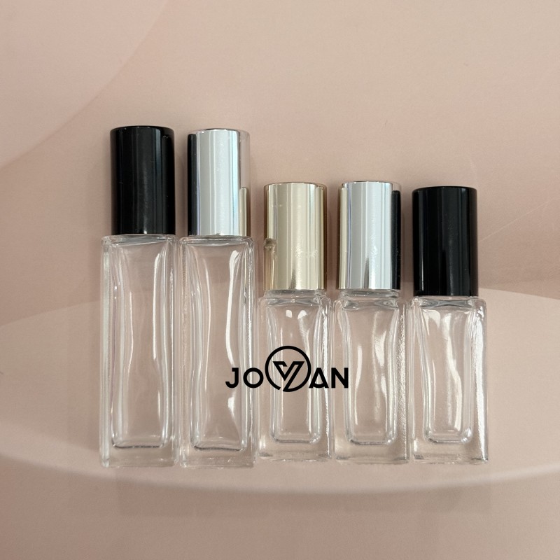 For MUB Custom Empty Square Glass Essential Oil Roller 5ml 10ml 20ml 30ml Flat Shape Roll on Sealing Carton Packing